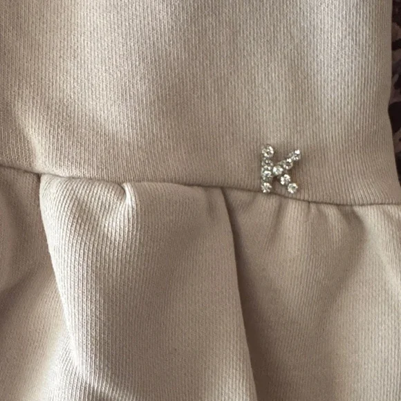 Kaos Beige Hoodie Mini Dress with Ruffle Hem cotton Hood Dress - Picture 3 of 4